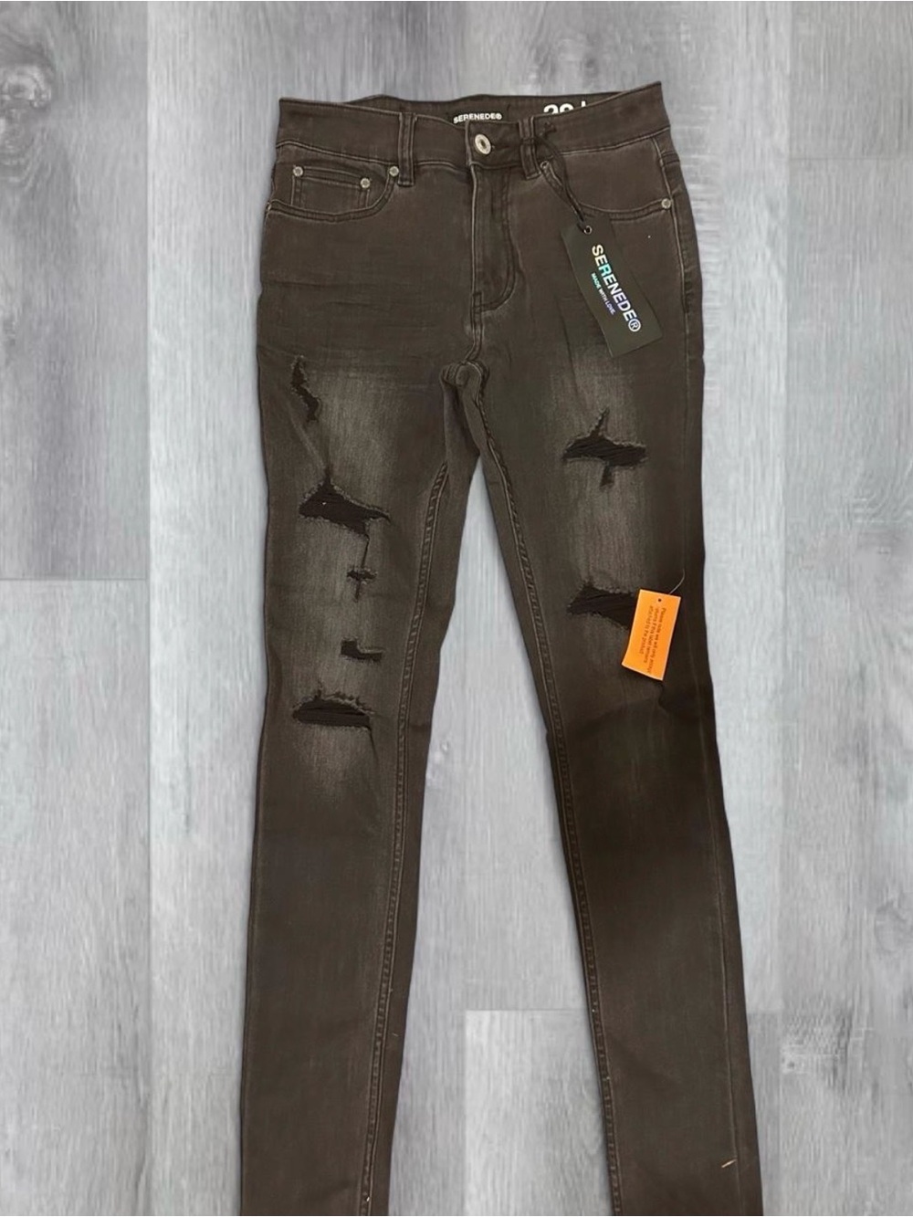Men's Skinny Distressed Brown Jeans